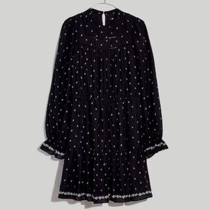 Madewell Mockneck Mini Dress in Welsh Blossoms Black XL